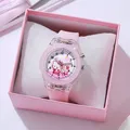 Montre Hello Kitty pour enfants bracelet en silicone avec boîte cadeau