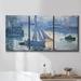 Longshore Tides Summer Days Framed On Canvas 3 Pieces Set Canvas, Solid Wood in Black/Blue/Green | 60 H x 120 W x 2 D in | Wayfair