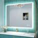 Ivy Bronx Bideford Lighted Bluetooth Bathroom Mirror, LED Vanity Wall Mirror Dimmable-3 Color Temperature Metal | 28" x 32" | Wayfair