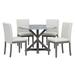 Red Barrel Studio® Trexm 5-piece Farmhouse Style Dining Table Set w/ Marble Sticker & Cross Bracket Pedestal | Wayfair