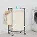 Latitude Run® Handwoven Metal/Fabric Rolling Laundry Hamper w/ Handles Metal/Fabric in Gray | 31.5 H x 17.7 W x 13 D in | Wayfair