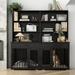 Tucker Murphy Pet™ Two Door Large Dog Crate w/ Open Shelves & Divider Wood in Black | 72.9 H x 69.8 W x 22.5 D in | Wayfair