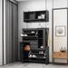 Hokku Designs Shoe Storage Cabinet w/ Two Flip Drawers & Wall Mounted Cabinet Manufactured Wood in Black | 44.1 H x 31.5 W x 11.8 D in | Wayfair