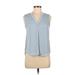 Vince Camuto Sleeveless Blouse: Blue Tops - Women's Size X-Small Plus