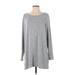 Lands' End Casual Dress - Shift Scoop Neck Long sleeves: Gray Marled Dresses - Women's Size Medium