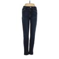 FRAME Denim Jeggings - Mid/Reg Rise Skinny Leg Boyfriend: Blue Bottoms - Women's Size 25 - Dark Wash