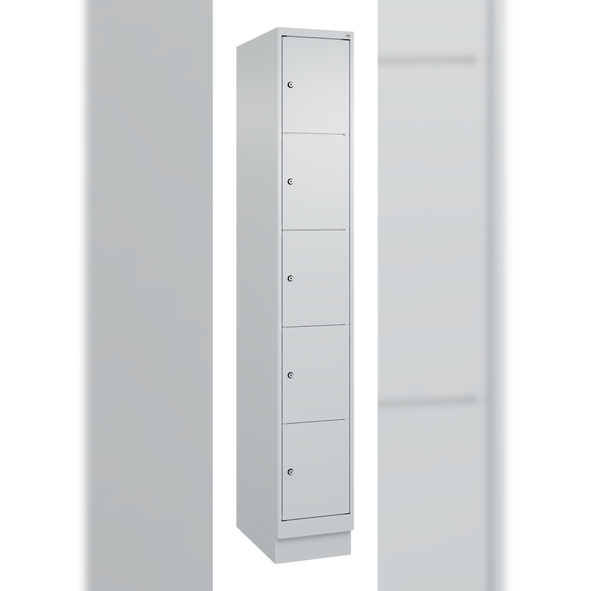 C+P Schließfachschrank Classic PLUS, Sockel, 1 Abteil, 1950x300x500mm, 7035/7035 Image