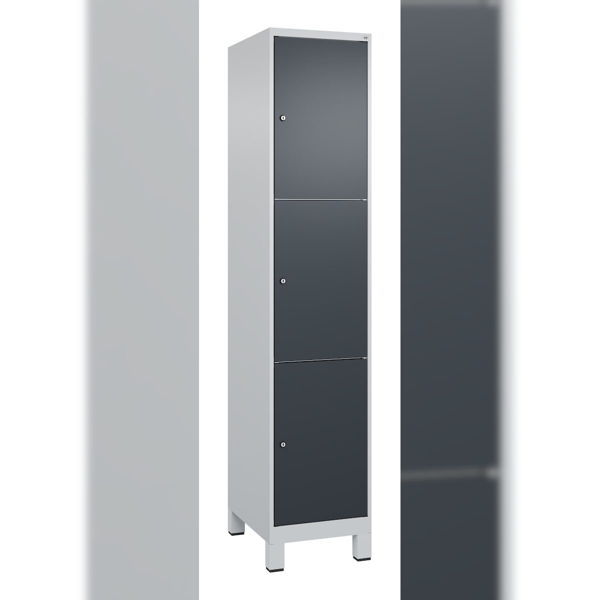 C+P Schließfachschrank Classic PLUS, Füße, 1 Abteil, 1950x400x500mm, 7035/7016 Image