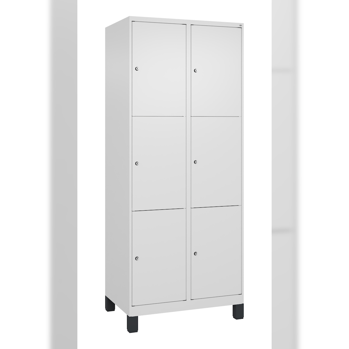 C+P Schließfachschrank Classic PLUS, Füße, 2 Abteile, 1950x800x500mm, 9016/9016 Image