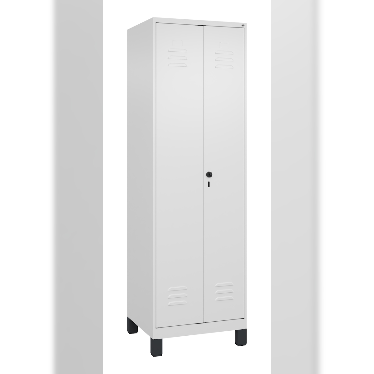 C+P Putzmittel-Spind Classic PLUS, Füße, 2 Abteile, 1950x600x500mm, 9016/9016 Image