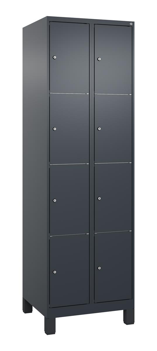 C+P Schließfachschrank Classic PLUS, Füße, 2 Abteile, 1950x600x500mm, 7016/7016 Image