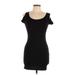 Soprano Casual Dress - Bodycon Scoop Neck Short sleeves: Black Print Dresses - Women's Size Medium