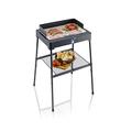 SEVERIN Standgrill mit Edelstahl-Grillrost und Standuntergestell und Ablagerost, Elektrogrill mit schnellem Grill-Start, Balkon Grill ohne Verbrennungsgefahr, Schwarz, PG 8566