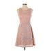 Papaya Casual Dress - Mini Scoop Neck Sleeveless: Pink Solid Dresses - Women's Size Small