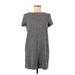 Zara Casual Dress - Shift High Neck Short sleeves: Gray Dresses - Women's Size Medium