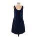 Lands' End Casual Dress - A-Line Scoop Neck Sleeveless: Blue Print Dresses - Women's Size Small