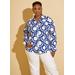 Plus Size Circle Print Collared Shirt