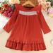 NIUREDLTD Kids Toddler Child Baby Girls Patchwork Long Ruffled Sleeve Pincess Dress Outfits