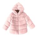 ASFGIMUJ Girls Jacket Fall Winter Kids Collar Soild Jackets Warm Hooded Woolen Jacket Coats girls Outerwear Jackets & Coats Pink 5 Years-6 Years