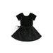 Canrulo Toddler Baby Girls Ballet Leotards Short Sleeve Round Neck Romper with Removable Tie-up Skirt 2Pcs Dance Outfits Black 4-5 Years