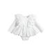 goowrom Ruffle Detail Long Sleeve Round Neck Bodysuit for Baby Girls in Dress Style