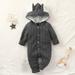 Daqian Baby Girl Clothes Clearance Toddler Baby Boys Girls Solid Color Cute Ears Winter Thick Keep Warm Jumpsuit Romper Toddler Girl Clothes Clearance Gray 9-12 Months