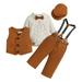 posdfud Toddler Kids Boys Gentleman s Dress 4PCS Shirts + Vest + Pants + Hat Child Baby Outfits 0 2 Years 3 Piece Boys Outfit