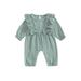 TheFound Newborn Baby Girls Jumpsuit Ruffle Long Sleeve Round Neck Bow Front Romper Playsuit Fall CLothes