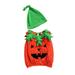 Canrulo 2Pcs Infant Toddler Baby Boy Girl Halloween Outfits Velvet Pumpkin Sleeveless Romper Bodysuit Dress+Hat Set Orange 2-3 Years