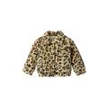 TheFound Toddler Baby Girls Autumn Winter Plush Coats Leopard Print Lapel Button Outerwear Jacket