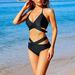 SBYOJLPB Women s Swimsuit Clearance Ladies Split Swimsuit Versatile Floral Colorblock High Waist Cross Bikini Black(XL) Black 10(XL)