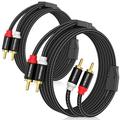 RCA Cables 10ft 2 Pack[Hi-Fi Sound Nylon Braided Shielded] 2-Male to 2-Male RCA Audio Stereo Subwoofer