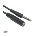 25 Feet 6.35mm Mono Male to Female Audio Extension Cable for DJ Speaker Guitar