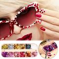 Teissuly Heart Shaped Nail Enhancement Sequins 12 Squares Color Love Nail Shiny