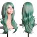 Jzenzero 70cm Women Long Curly Cos Wigs Knotless Smooth Fiber Hair Accessories for Beauty Women Party Cosplay Green
