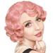 Short Pink Curly Wig for Women 1920S Finger Wave Hair Wig Soft Synthetic Heat Resistant Cosplay Costume Party Wig (Pink)