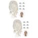 2 Sets Wig Dreses White with Bangs Medium Length Wigs for Women Synthetic Spider Wave