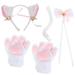 Cat Costume Cat Lolita Cat Ear Clips Cat Ears Headband Tail Paw Bow Tie Set for 5 Pack White