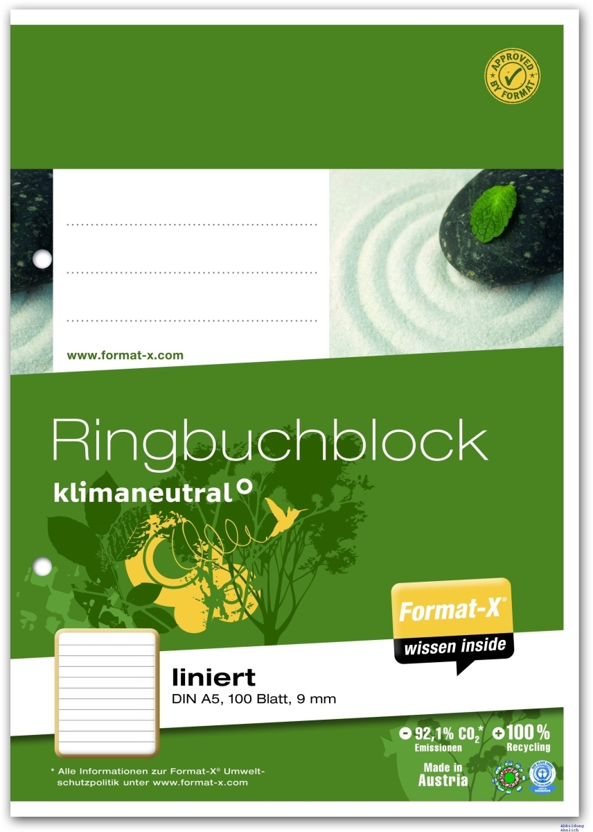 Ringbuchblock A5 70g 100 Blatt 9mm liniert Image