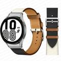 YuiYuKa No Gaps Leather Band For Samsung Galaxy Watch 4 Classic 46mm 42mm Smartwatch Belt Women Men StrapBracelet Correa Galaxy Watch 5/5 Pro Galaxy Watch 4 40mm 44mm Bands - noir-gold-silver