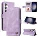 Allytech Slim Wallet Case for Samsung Galaxy S24 Plus with Card Slots Luxury PU Leather Magnetic Clasp Flip Wrist Shoulder Strap Kickstand Shockproof Protective Shell for Women Men - Purple