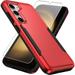 Heavy Duty Phone Case Designed for Samsung Galaxy S24 Case with 1Pc Tempered Glass Screen Protector Shockproof Dropproof Anti-Scratch Phone Case Cover for Samsung Galaxy S24 Red