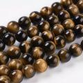 5Strand Natural Tiger Eye Beads Strands Round Goldenrod 8mm Hole: 1mm 24pcs/strand 7.4 inch