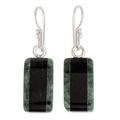 Black Forest Road,'Striped Dark Green and Black Jade Earrings from Guatemala'