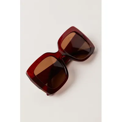 Sugar Oversized Square Sunglasses at Free People in Cherry Bomb