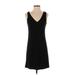 DKNY Casual Dress - A-Line V Neck Sleeveless: Black Print Dresses - Women's Size Small