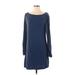 Tart Casual Dress - A-Line Boatneck Long sleeves: Blue Dresses - Women's Size Medium