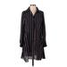 Three Eighty Two Casual Dress - Shirtdress: Black Stripes Dresses - Women's Size Small