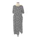 Croft & Barrow Casual Dress - Midi: Gray Graphic Dresses - Women's Size Large