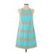 Lilly Pulitzer Casual Dress - Mini Crew Neck Sleeveless: Teal Color Block Dresses - Women's Size 4